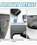 Parabolic Listening Kit With Bionic Ear And 8x Monocular, showing battery compartment and controls, durable ABS build