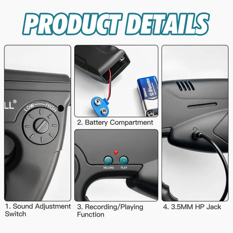 Parabolic Listening Kit With Bionic Ear And 8x Monocular, showing battery compartment and controls, durable ABS build
