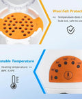 Real Deal Eyeglass Frame Heater With 70 To 130 Fahrenheit Hot Air Glass Warmer Smooth Operating Wind Cover showing wool felt and temperature settings.