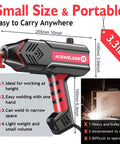 Beast Portable 110V Handheld Arc Welder With 120A Output, IGBT Inverter, compact size, lightweight, ideal for narrow spaces.