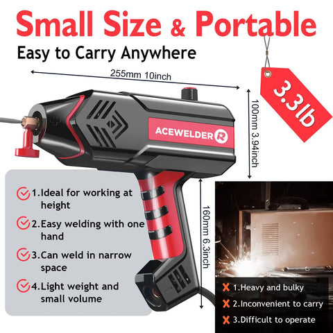 Beast Portable 110V Handheld Arc Welder With 120A Output, IGBT Inverter, compact size, lightweight, ideal for narrow spaces.