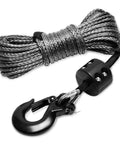 Synthetic Winch Rope Kit One Quarter Inch By Fifty Foot 9500 Lb Load Winch Line With Protective Sleeve Rubber Stopper Hook
