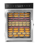 Top Shelf Electric Food Dehydrator Featuring Slick Twelve Tray Layout And Rock Solid Dual Fan Setup Built As A Total Game Changer To Dry Fruit Herbs And Jerky, filled with dried citrus slices on multiple racks.