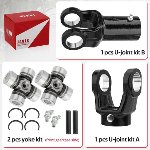 Front Prop Shaft Yoke and U Joint Kit for Polaris RZR and General 1000 Brutus HD Models Fit RZR 570 800 900 1000 RS1 XP Trail S and S4 2 Seater 4 Seater Not For Trails and Rocks Edition, black steel yoke and U-joint parts
