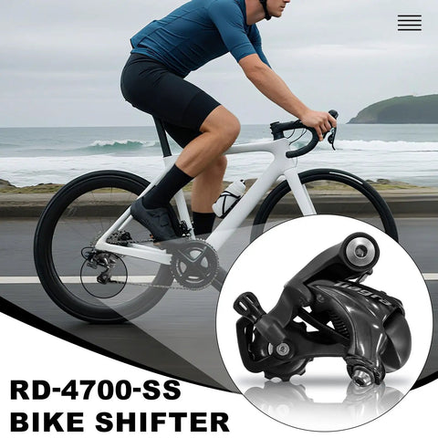 Cyclist with 10 Speed Road Bike Rear Derailleur With Direct Mount Smooth Shifting 1.4 Cable Pull Ratio Durable Build for Daily Rides