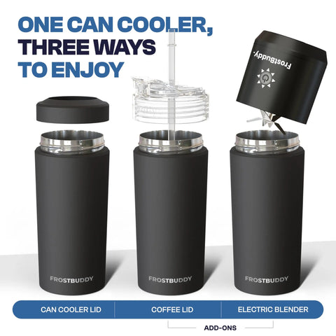 Keep Your Cans Ice Cold Straight Up With This Universal Insulated Can Cooler Sleeve That Fits 12 To 24 Oz Drinks Featuring Love Sparks Graphics For Ultimate Weekend Vibes And Tailgate Ready Setup. Display of three lids for versatile use.