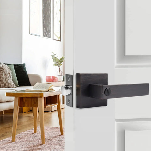 Beefy Bedroom Door Lock With Heavy Duty Lever Made From Zinc Alloy And Brushed Bronze Finish Privacy Lock in modern living room