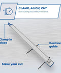 Genuine Aluminum Rip Fence Guide For Slick Straight Cuts On Circular Saws And Routers With Quick Lock Adjustment showing clamp and position guide.