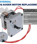 Close-up of 2 RPM Auger Motor Replacement for Wood Pellet Grills 120V 60Hz 2 Pole with red wire and fan blade.