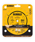 Heavy Duty Cordless Ready Circular Saw Blade Features An Ultra Thin Kerf Profile Plus Twenty Four Razor Sharp Carbide Teeth in packaging.