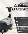 Battery Powered Walk Behind Floor And Carpet Scrubber Buffer Polisher With 16 Inch Brush And 21.5 Inch Squeegee 6.5 Gallon Tank 200 Rpm, showing solution tank and controls.