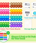 Ten Frame Math Learning Kit With 24 Ten Frames And 20 Task Cards for Preschool and Kindergarten showing colorful boards and cards