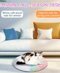 Self Heating Cat Bed 2 Pack Machine Washable Pet Mat Reversible Thermal Warm Round Dog Crate Pad Tie Dye design for seasonal comfort.