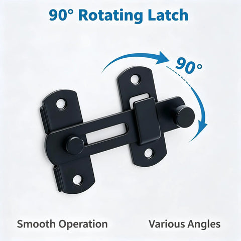 90° rotating latch featuring smooth operation, part of Badass 2 Pack 4 Inch Matte Black Gate Latches Forged From Premium SUS304 Stainless Steel.