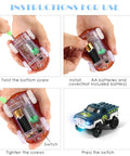 Glow In The Dark Track Cars 5 Pack With Three Flashing LED Lights Car Track Accessories, assembly instructions visible
