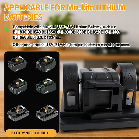 Grab And Go Cordless Mini Bench Grinder With Variable Speed Control Up To Seven Thousand RPM Dual Grinding Wheels Chew Through Metal Or Wood Like Butter Compact Job Site Essential compatible with Makita lithium batteries.