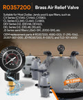 Front view of brass air relief valve with pressure gauge for Zodiac/Jandy pool filters (R0357200)