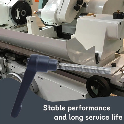 Heavy Duty Clamping Lever Handles With Quick Release Push Button Locking, 304 Stainless Steel M6 X 45mm Stud, Black Non Slip Grip, Rock Solid Hold For Serious Workbenches And Weekend Warrior Builds, 6 Pack shown in a workshop with a machine.