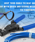 Cable Tie Tool For Plastic And Nylon Zip Ties With Auto Cutter And Fastening Fits Two Point Four To Twelve Mm Ties displayed