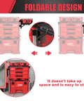 Fold-Out Packout Mount For Packout Toolbox Side Storage with durable folding mounting plate shown attached to toolbox rail.