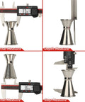 IP54 Grade Digital Caliper 6 Inch 150mm with Inch, Metric, and Fraction Conversion measuring angles and depths on steel object.
