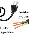 Close-up of 3 Prong AC Power Cord For Studio Monitors And Subwoofers 8.2ft Replacement Cable 125V 10A highlighting materials