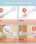 Installation steps for Kid Safe Safety Strap Locks For Fridge Cabinets Drawers Dishwasher And Toilet, 6 Pack