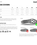 Size guide and care instructions for Arctic Waterproof Deep Winter Road Bike Overshoes For Road Shoes No Fuss Easy On Off Cyclist