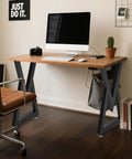 Beefy 28 Inch Heavy Duty Metal Dining Table Legs With Adjustable Feet Pads, Industrial Diamond Style DIY Furniture Feet, Black Finish, Supports Up To 1000 Lbs For Sturdy Home Office And Dining Tables, shown on a wooden desk setup.