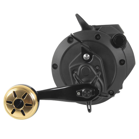 Tanacom 800 Power Assist Electric Reel With Lightweight Aluminum Body, Automatic Tournament Drag, Black Finish, Side View