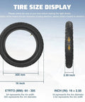 Fat Sixteen By Two Point Five Inch Electric Bike Tire With All Terrain Knobby Tread For E Trikes And E Bikes Foldable Replacement Tire For Snow Sand Mud And Dirt High Traction And Strong Grip Durable Heavy Duty Design. 16x2.5 tire size display