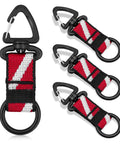 4 Pack Scuba Octo Holder With Clip And Silicone Mouthpiece Keeper for Regulator and Octopus, black clip and flag design strap