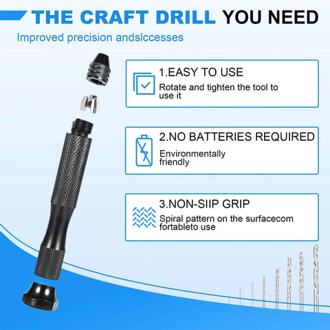 26-piece micro drill bit set with pin vise hand drill; knurled metal grip and 0.5–2.5 mm bits for jewelry making