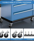 Heavy Duty 5 Drawer Rolling Tool Chest With Super Smooth Drawers To Glide Like Butter Secure Locking Wheels, showcasing 360° swivel casters.