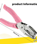 Star Shaped Hole Puncher With Soft Grip Handle Metal Single Hole Punch for crafts, showing dimensions and dope pink design.