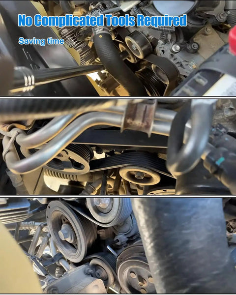 Top Tier 7PK2118 Engine Serpentine Drive Belt view showing smooth belt fit for Toyota Tacoma and Range Rover V8.