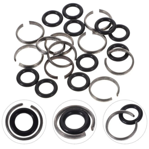 Impact Wrench O Ring and Retaining Ring Kit 30 Sets Durable Black Iron and Rubber Construction for Easy Installations Fits Most Electric and Pneumatic Wrenches Ideal Garage Power Tool Repair Kit, 1/2 in rings