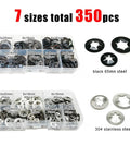 700 Pcs Lock Washer And Retaining Clip Kit, sizes M2.5-M10, 350 pieces, black and silver, 304 stainless steel for repair projects