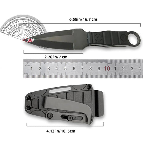 Three Piece Portable Fixed Blade Knife Set With Sheath And Pocket Clip For Camping, Fishing, Hunting And Outdoor Survival, blade measurements
