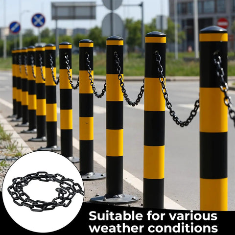 Black Plastic Chain Links Kit 3 Ft Long 6mm Links With 5 S Hooks For Barriers Crowd Control Parking Fences Gates Concerts And Decor Durable Outdoor Chain For Weatherproof Use used as road barriers