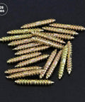 Top Shelf Double Ended Steel Screws M5 M6 Zinc Plated pack of 20 for heavy duty woodworking projects on black background.