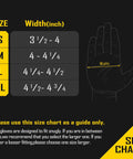 Size chart for nitrile dipped safety work gloves with grip non slip rubber coated for garden and industrial tasks for men.