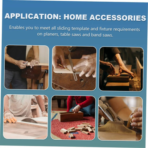 Image showing woodworking tasks with Straight Up Solid Aluminum Miter Track Fixture Connector Heavy Duty Cross Adapter for Standard Saw Rails.