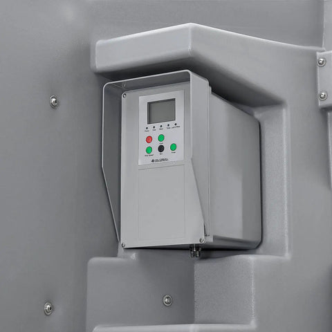 Wireless remote LCD display panel for 48 Inch Diameter Portable Evaporative Cooler, easy timer settings and control.
