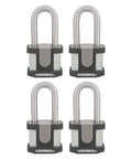Four 50mm laminated steel padlocks set keyed 2 inch shackle boron steel body built tough weatherproof heavy duty locks with stainless ball bearing