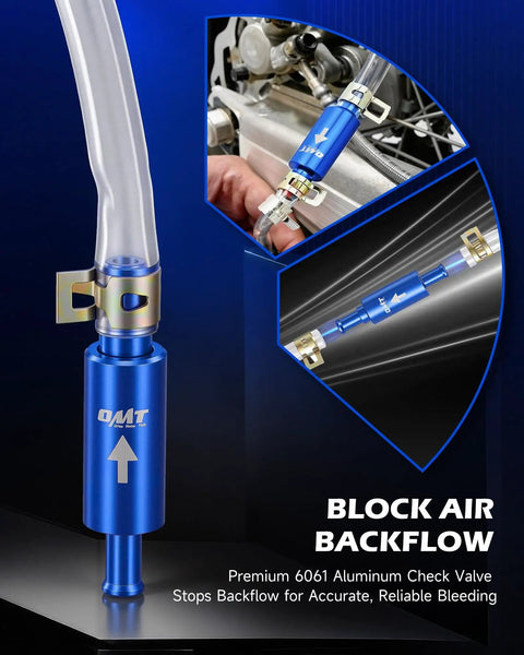One Pair Brake Bleeder Hose Kit For Bleeding Brakes Solo With 9 Piece One Way Check Valve Set Flexible PU Tubing With Steel Clamps