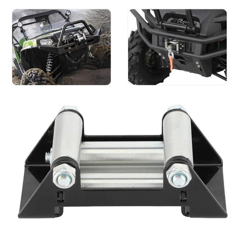 Heavy Duty Winch Roller Fairlead For ATV And UTV With 125mm And 5in Hole Spacing, Rugged Steel Housing, Protects Cable