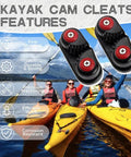 4 Pack Aluminum Kayak Cam Cleats Fast Entry Marine Cleats for Boats, Canoes, Sailboats, Dinghies and More; image with kayakers