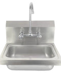 Stainless Steel Hand Sink Basin 17 X 15 Inches Wall Mount For Public Places Restaurants Schools Kitchens And Homes 304 Grade Anti Rust And Corrosion Resistant 180 Degree Gooseneck Faucet Easy Install Kit Workhorse
