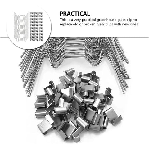 100 Pack Greenhouse Glazing Clips Z Type And W Wire Leaf Spring Clamps For Glass Fixing Stainless Steel Weather Resistant Garden And Farm Use Repair Kit